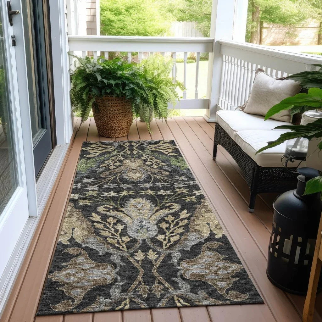 Alfreda Black Washable Indoor - Outdoor Rug - LOOMLAN - LOOMLAN Rugs - Outdoor Rugs