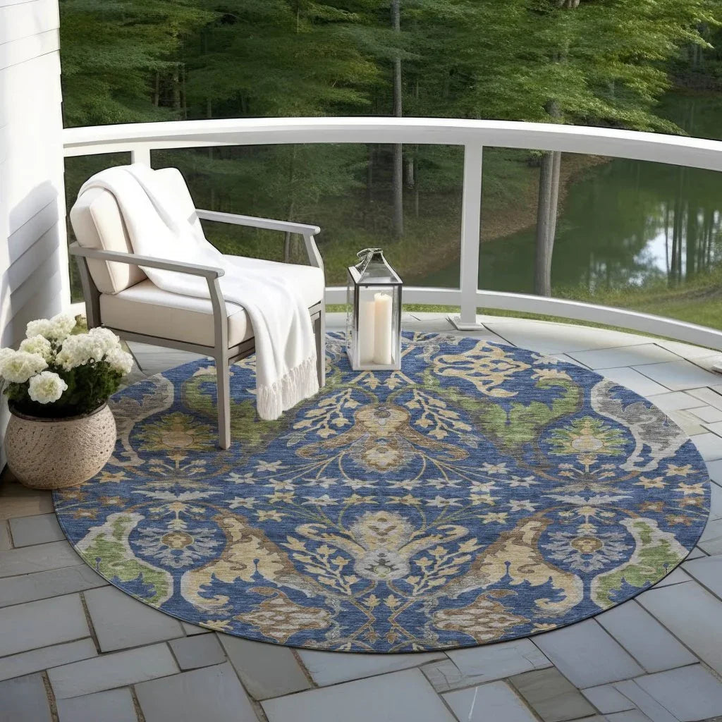 Alfreda Blue Washable Indoor - Outdoor Rug - LOOMLAN - LOOMLAN Rugs - Outdoor Rugs