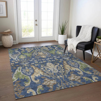 Alfreda Blue Washable Indoor - Outdoor Rug - LOOMLAN - LOOMLAN Rugs - Outdoor Rugs