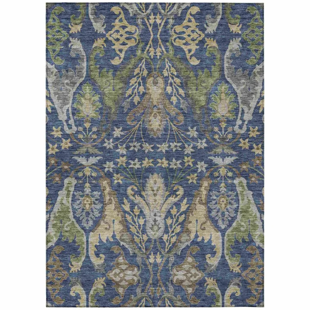 Alfreda Blue Washable Indoor - Outdoor Rug - LOOMLAN - LOOMLAN Rugs - Outdoor Rugs