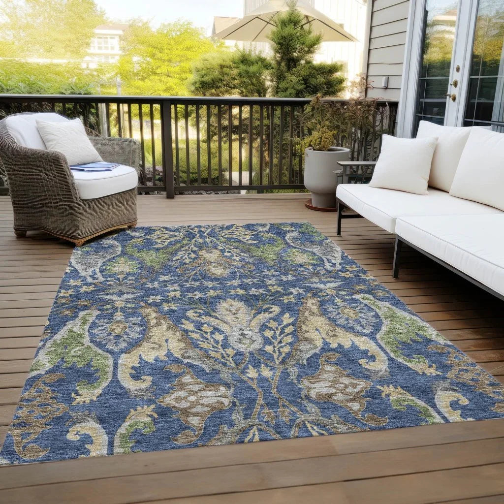 Alfreda Blue Washable Indoor - Outdoor Rug - LOOMLAN - LOOMLAN Rugs - Outdoor Rugs