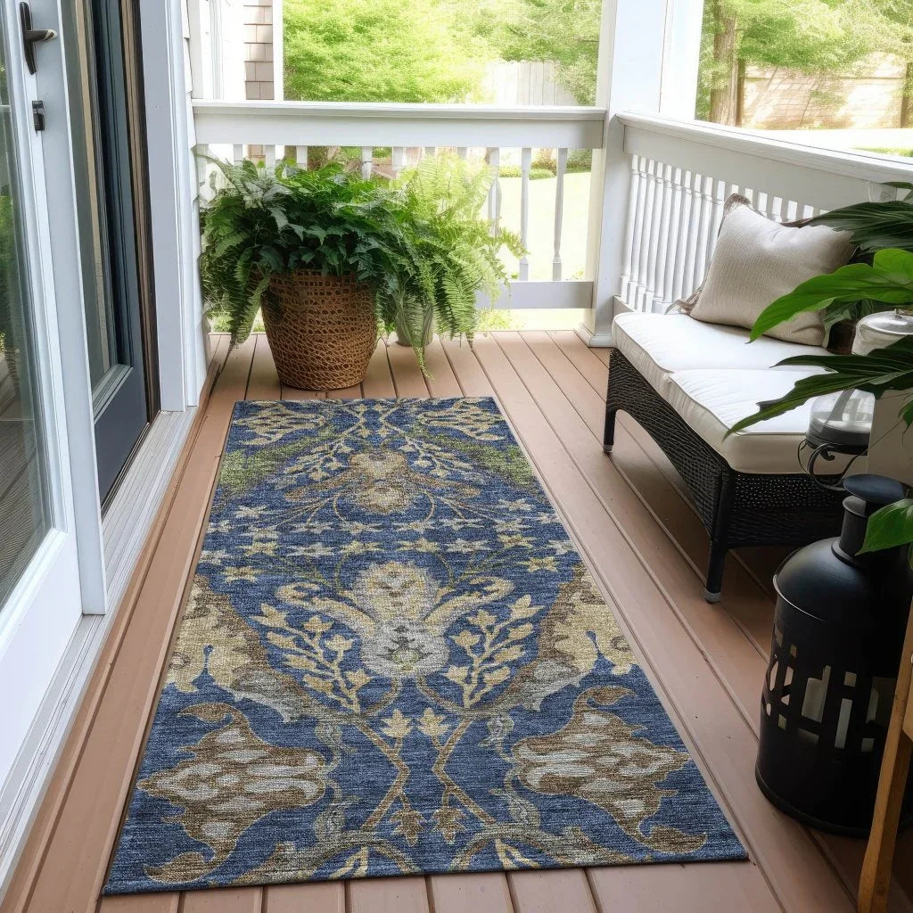 Alfreda Blue Washable Indoor - Outdoor Rug - LOOMLAN - LOOMLAN Rugs - Outdoor Rugs