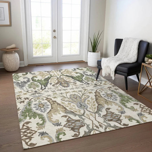 Alfreda Ivory Washable Indoor - Outdoor Rug - LOOMLAN - LOOMLAN Rugs - Outdoor Rugs