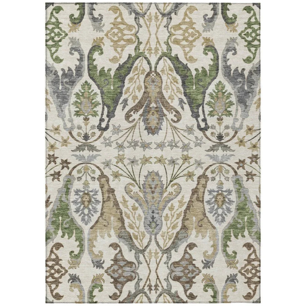Alfreda Ivory Washable Indoor - Outdoor Rug - LOOMLAN - LOOMLAN Rugs - Outdoor Rugs