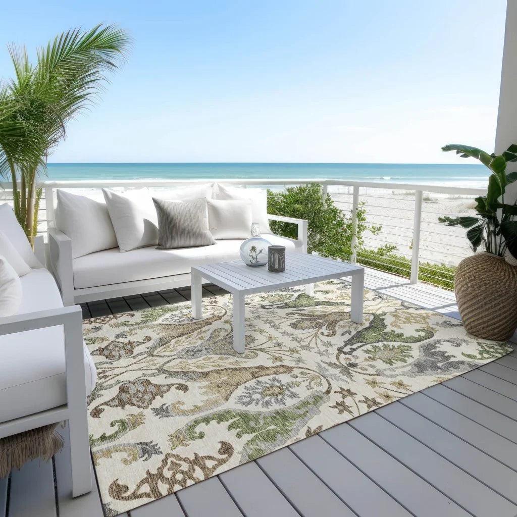 Alfreda Ivory Washable Indoor - Outdoor Rug - LOOMLAN - LOOMLAN Rugs - Outdoor Rugs