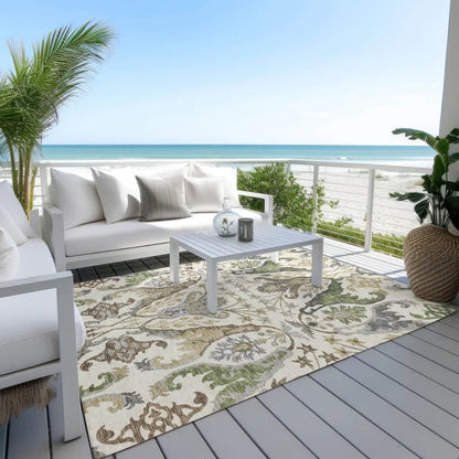Alfreda Ivory Washable Indoor - Outdoor Rug - LOOMLAN - LOOMLAN Rugs - Outdoor Rugs