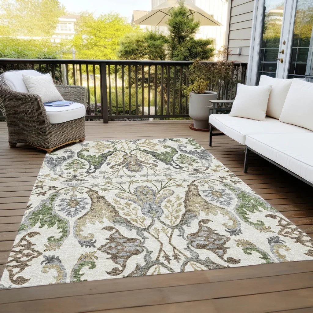 Alfreda Ivory Washable Indoor - Outdoor Rug - LOOMLAN - LOOMLAN Rugs - Outdoor Rugs