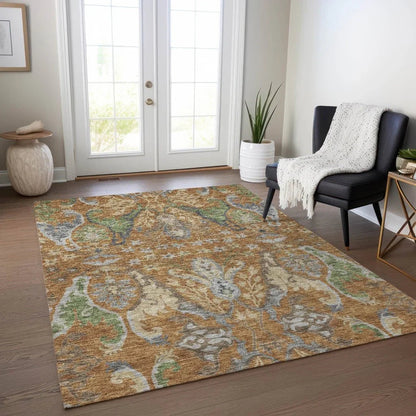 Alfreda Orange Washable Indoor - Outdoor Rug - LOOMLAN - LOOMLAN Rugs - Outdoor Rugs