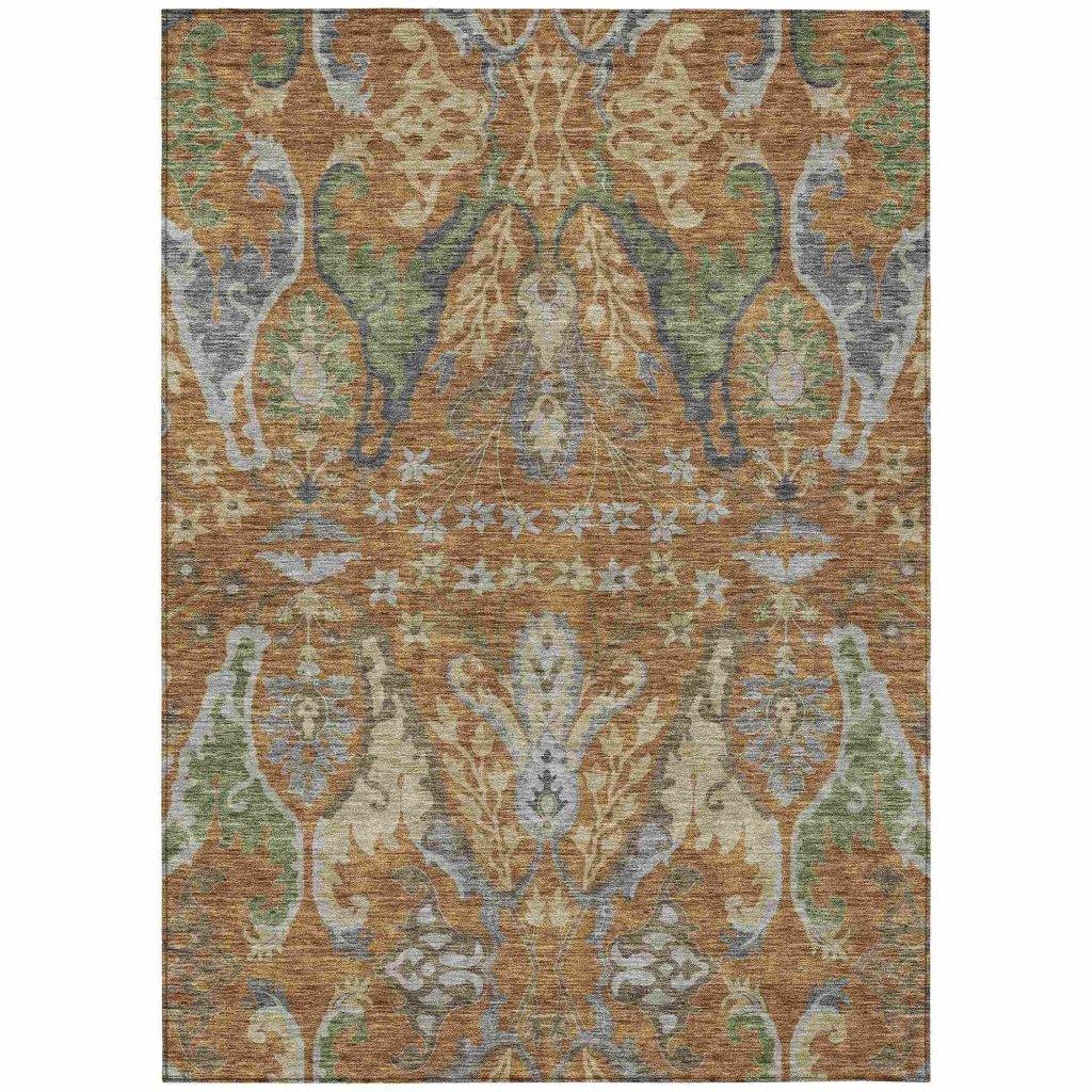 Alfreda Orange Washable Indoor - Outdoor Rug - LOOMLAN - LOOMLAN Rugs - Outdoor Rugs