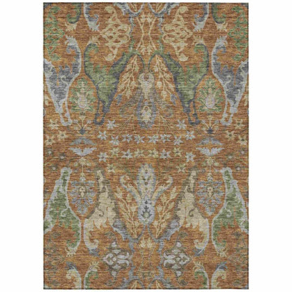 Alfreda Orange Washable Indoor - Outdoor Rug - LOOMLAN - LOOMLAN Rugs - Outdoor Rugs
