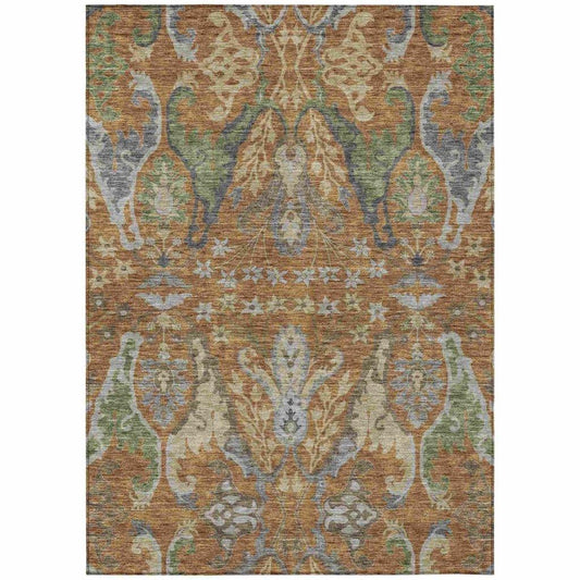 Alfreda Orange Washable Indoor - Outdoor Rug - LOOMLAN - LOOMLAN Rugs - Outdoor Rugs