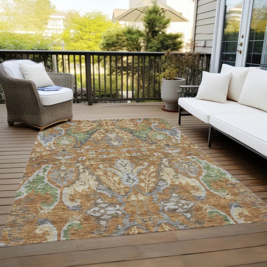 Alfreda Orange Washable Indoor - Outdoor Rug - LOOMLAN - LOOMLAN Rugs - Outdoor Rugs