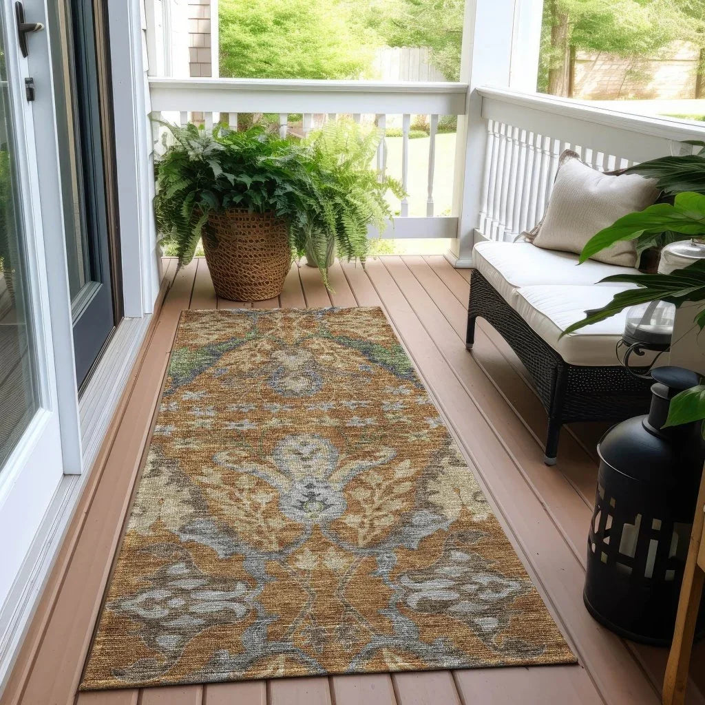 Alfreda Orange Washable Indoor - Outdoor Rug - LOOMLAN - LOOMLAN Rugs - Outdoor Rugs