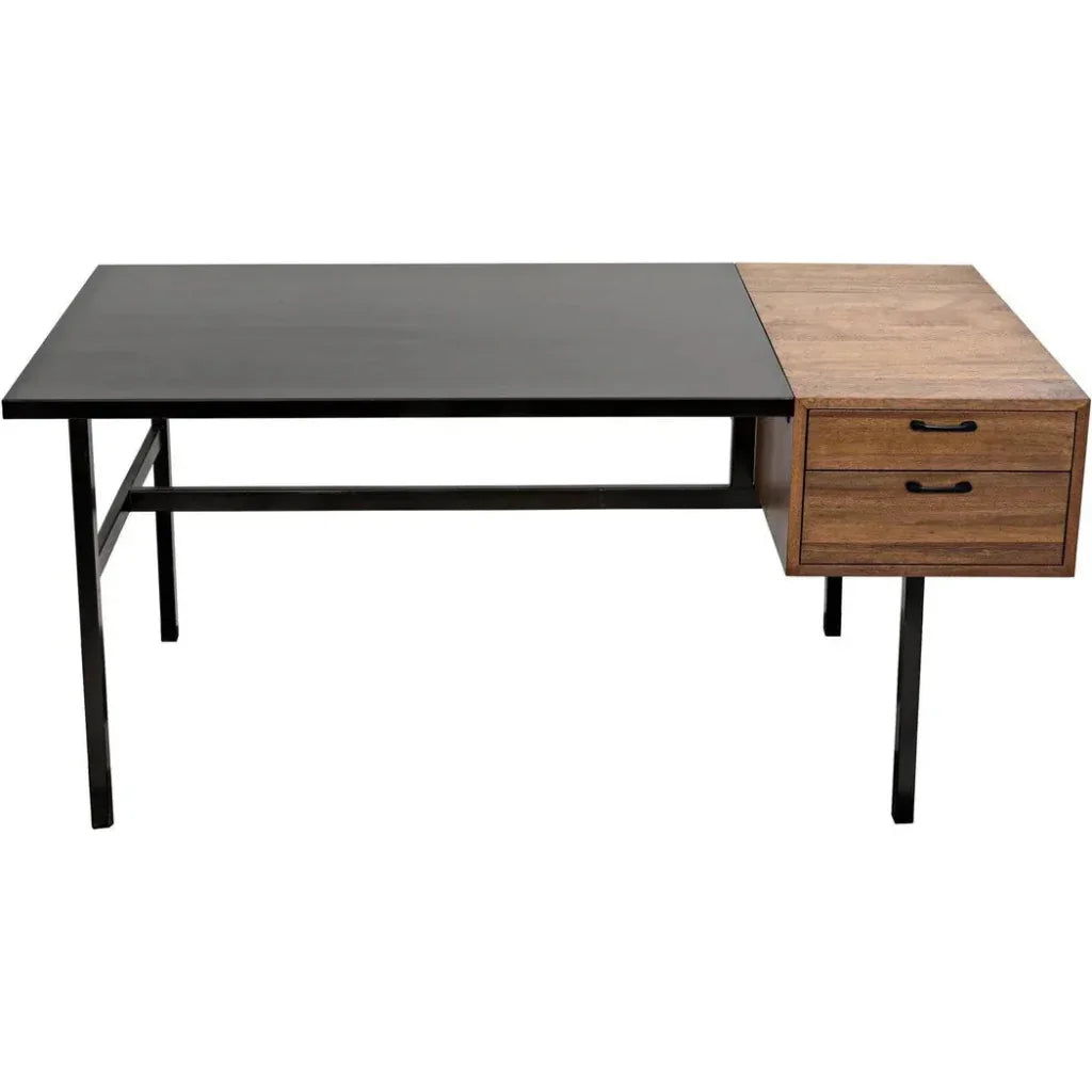 Algeron Black Steel Desk-Home Office Desks-Noir-LOOMLAN
