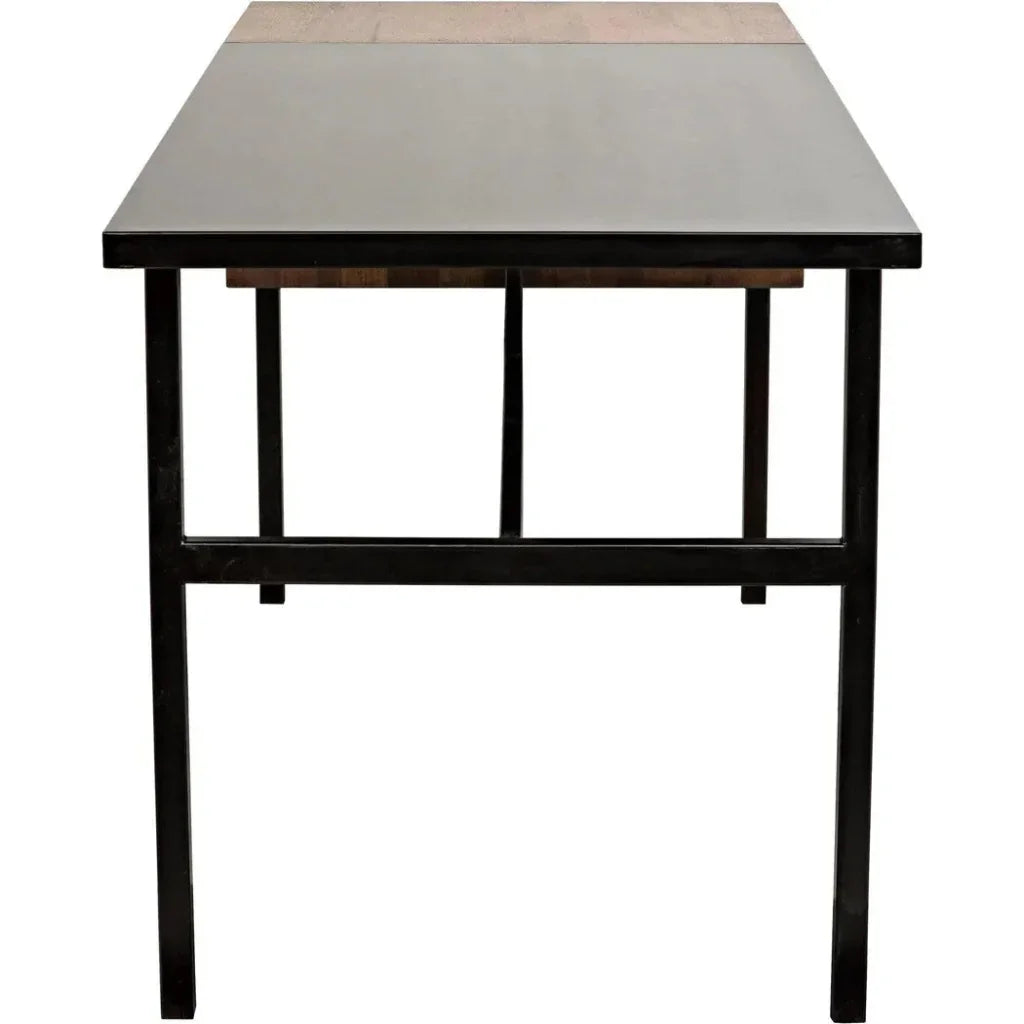 Algeron Black Steel Desk-Home Office Desks-Noir-LOOMLAN