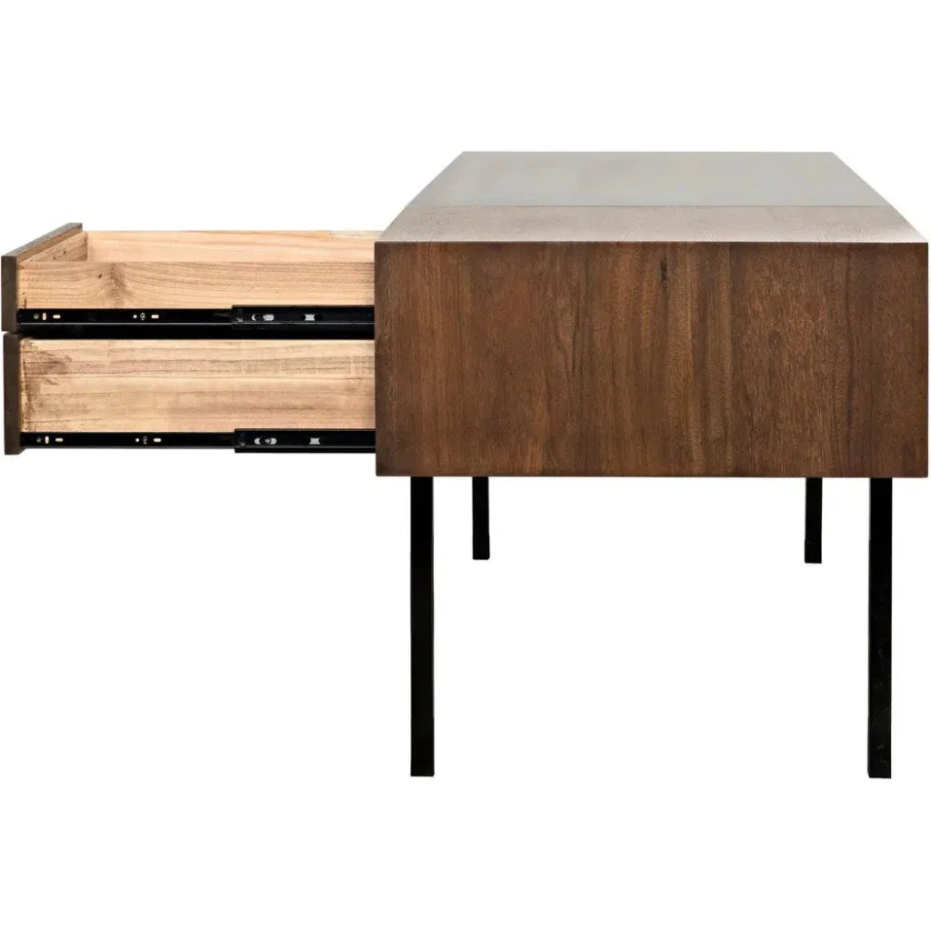 Algeron Black Steel Desk-Home Office Desks-Noir-LOOMLAN