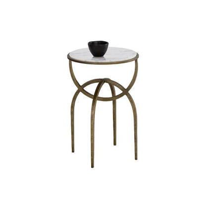 Alicent Marble Top Round End Table - LOOMLAN - SUNPAN - Side Tables