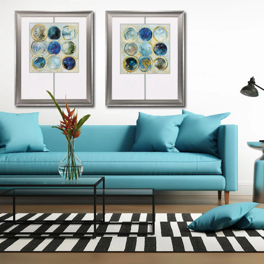 Alignment Blue Framed Wall Art 2PC