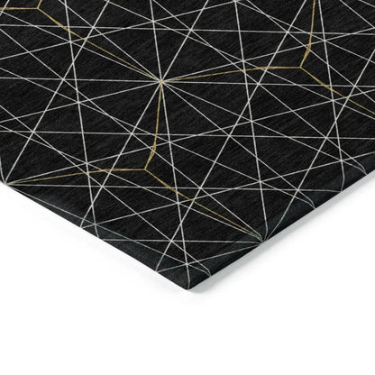Alina Black Washable Indoor-Outdoor Rug-Outdoor Rugs-LOOMLAN Rugs-LOOMLAN