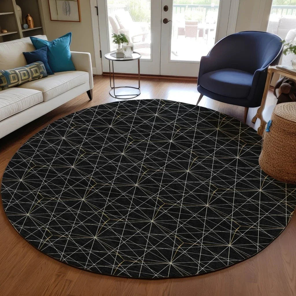 Alina Black Washable Indoor-Outdoor Rug-Outdoor Rugs-LOOMLAN Rugs-LOOMLAN