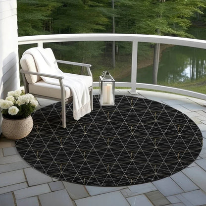Alina Black Washable Indoor-Outdoor Rug-Outdoor Rugs-LOOMLAN Rugs-LOOMLAN