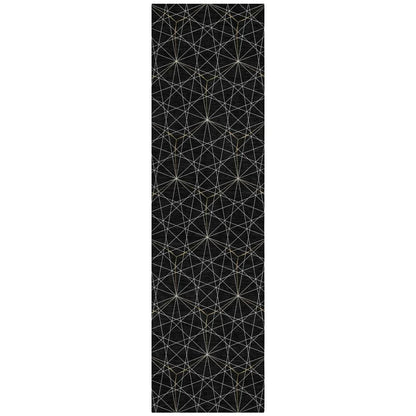 Alina Black Washable Indoor-Outdoor Rug-Outdoor Rugs-LOOMLAN Rugs-2'3" x 7'6"-LOOMLAN