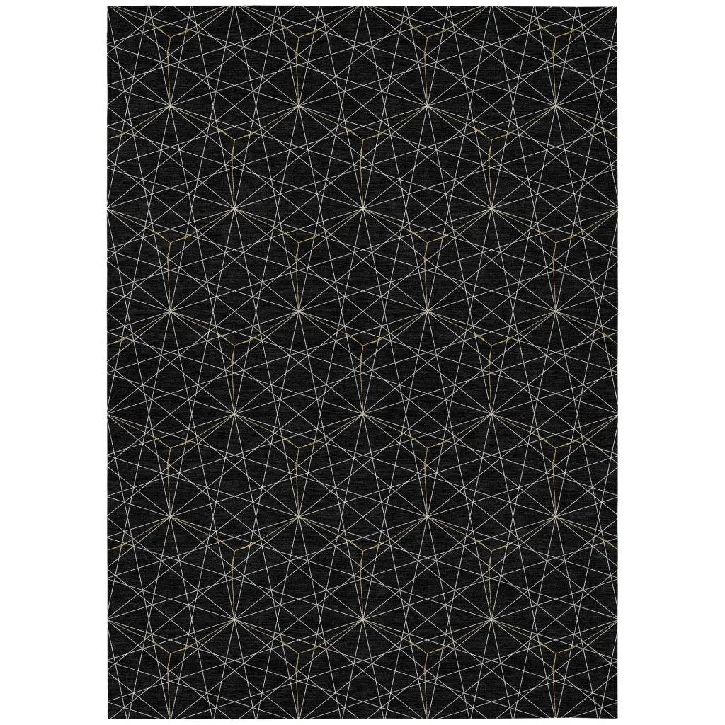 Alina Black Washable Indoor-Outdoor Rug-Outdoor Rugs-LOOMLAN Rugs-2'6" x 3'10"-LOOMLAN
