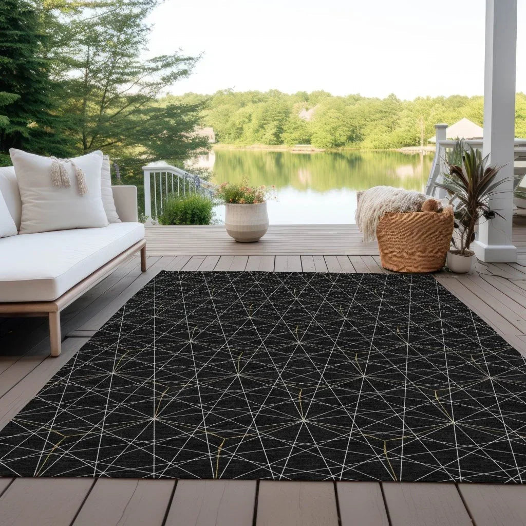 Alina Black Washable Indoor-Outdoor Rug-Outdoor Rugs-LOOMLAN Rugs-LOOMLAN