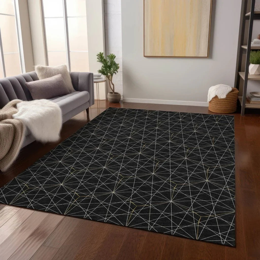 Alina Black Washable Indoor-Outdoor Rug-Outdoor Rugs-LOOMLAN Rugs-LOOMLAN
