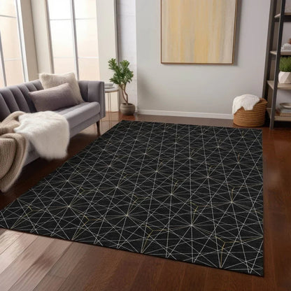 Alina Black Washable Indoor-Outdoor Rug-Outdoor Rugs-LOOMLAN Rugs-LOOMLAN