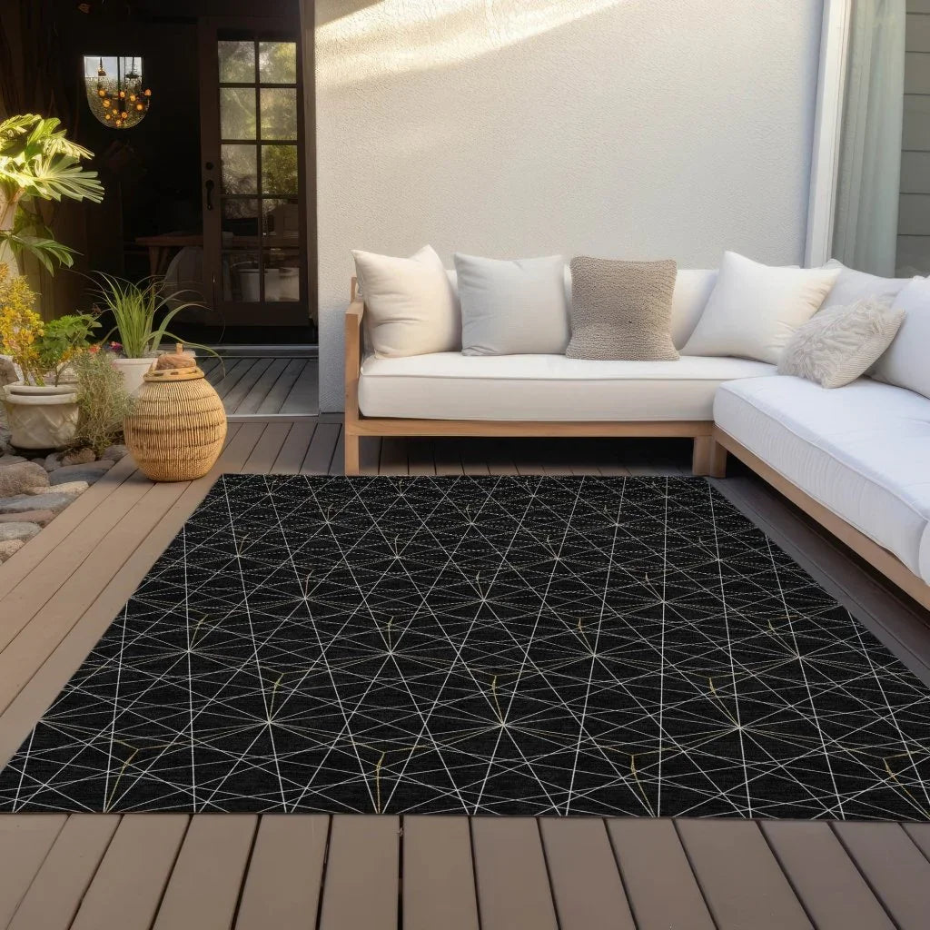Alina Black Washable Indoor-Outdoor Rug-Outdoor Rugs-LOOMLAN Rugs-LOOMLAN