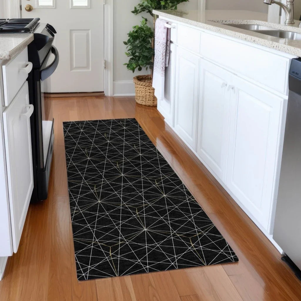 Alina Black Washable Indoor-Outdoor Rug-Outdoor Rugs-LOOMLAN Rugs-LOOMLAN