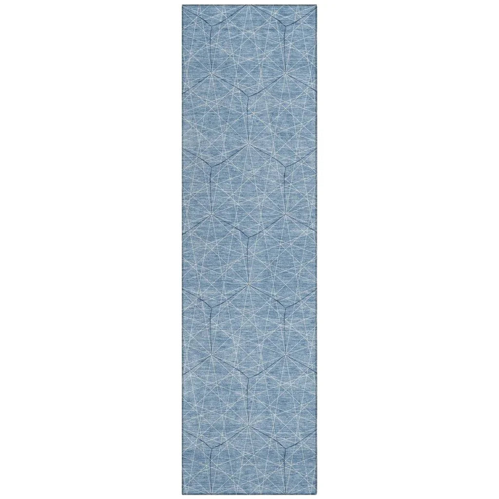 Alina Blue Washable Indoor-Outdoor Rug-Outdoor Rugs-LOOMLAN Rugs-2'3" x 7'6"-LOOMLAN