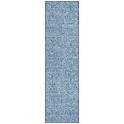 Alina Blue Washable Indoor-Outdoor Rug-Outdoor Rugs-LOOMLAN Rugs-2'3" x 7'6"-LOOMLAN