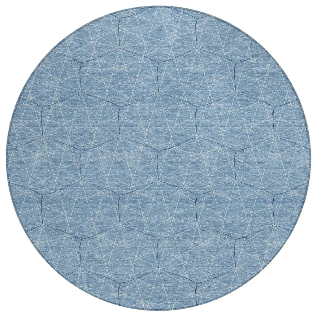 Alina Blue Washable Indoor-Outdoor Rug-Outdoor Rugs-LOOMLAN Rugs-8' x 8'-LOOMLAN