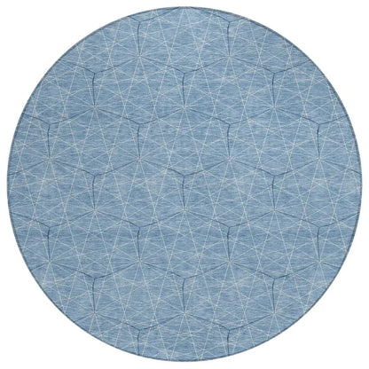 Alina Blue Washable Indoor-Outdoor Rug-Outdoor Rugs-LOOMLAN Rugs-8' x 8'-LOOMLAN
