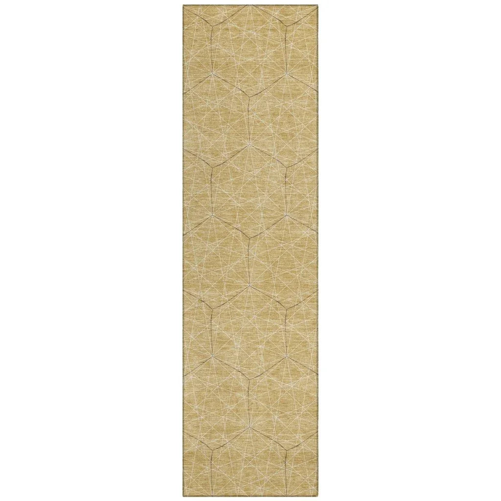 Alina Gold Washable Indoor-Outdoor Rug-Outdoor Rugs-LOOMLAN Rugs-2'3" x 7'6"-LOOMLAN