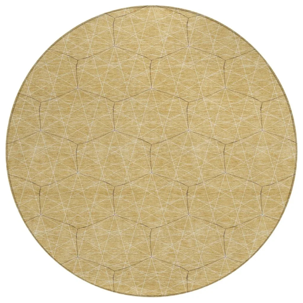 Alina Gold Washable Indoor-Outdoor Rug-Outdoor Rugs-LOOMLAN Rugs-8' x 8'-LOOMLAN