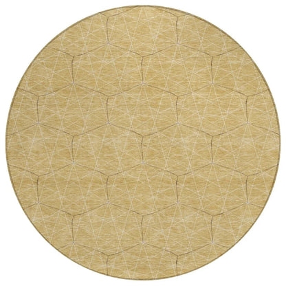 Alina Gold Washable Indoor-Outdoor Rug-Outdoor Rugs-LOOMLAN Rugs-8' x 8'-LOOMLAN
