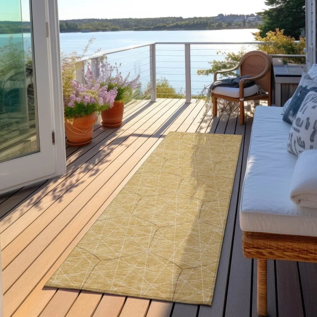 Alina Gold Washable Indoor-Outdoor Rug-Outdoor Rugs-LOOMLAN Rugs-LOOMLAN