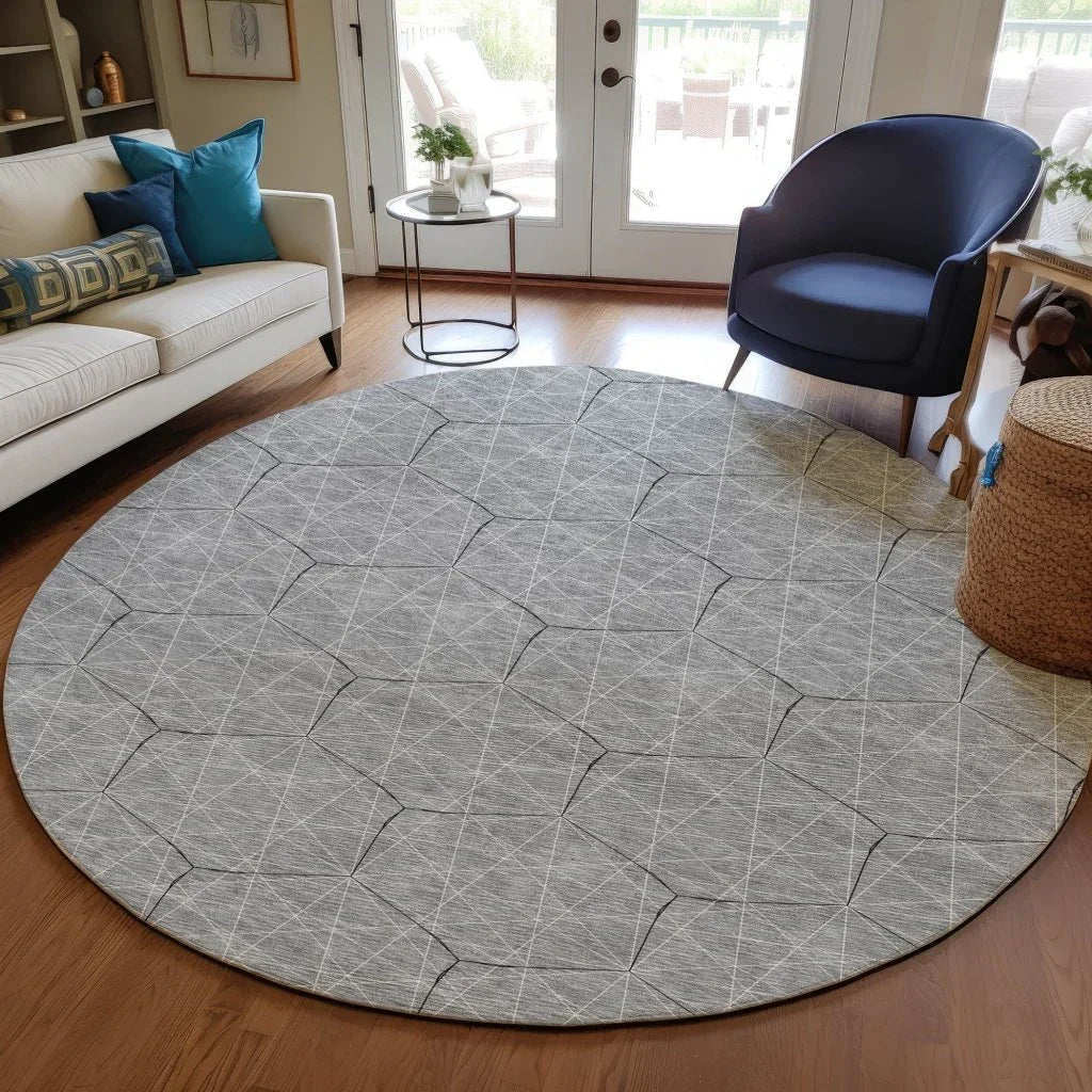 Alina Gray Washable Indoor-Outdoor Rug-Outdoor Rugs-LOOMLAN Rugs-LOOMLAN