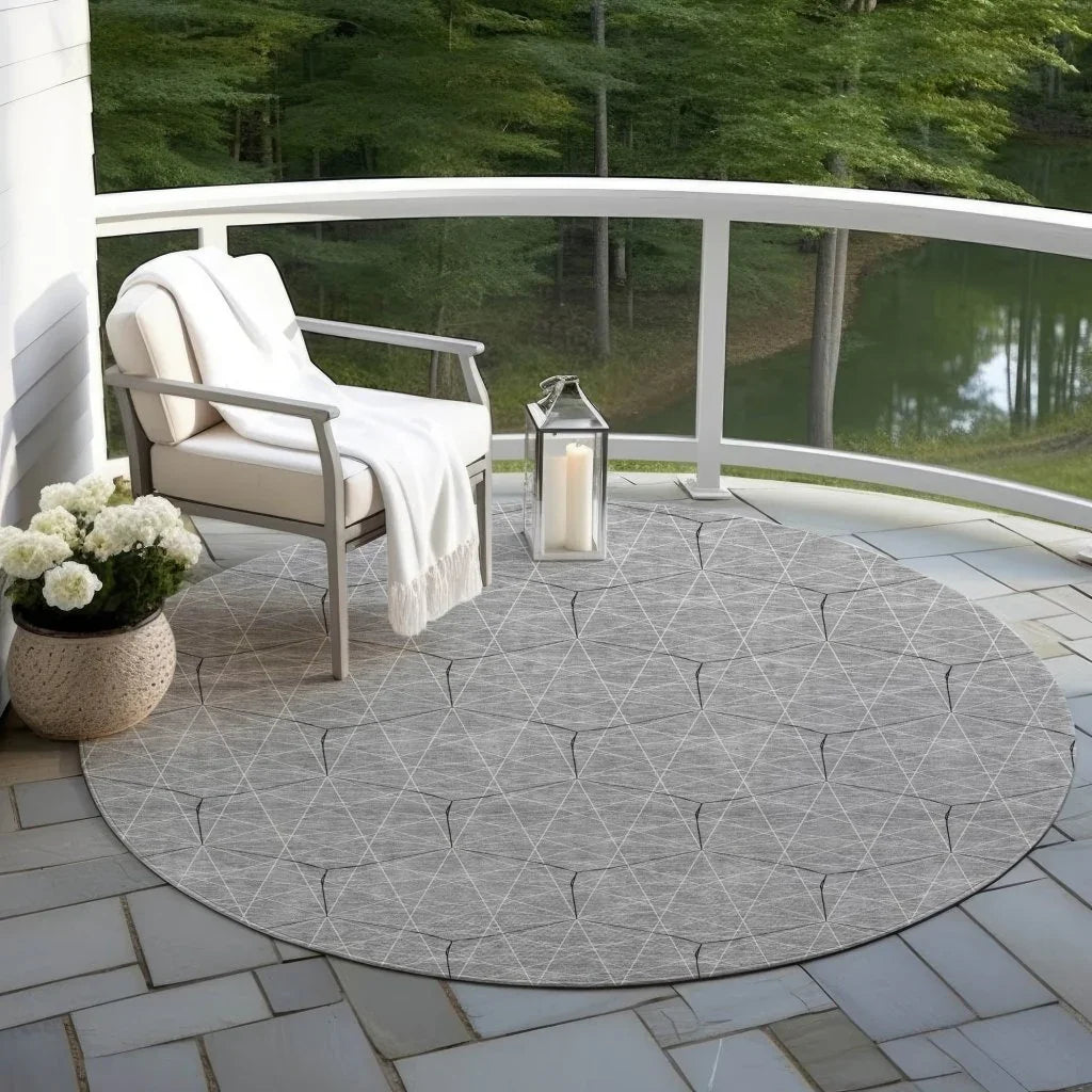 Alina Gray Washable Indoor-Outdoor Rug-Outdoor Rugs-LOOMLAN Rugs-LOOMLAN