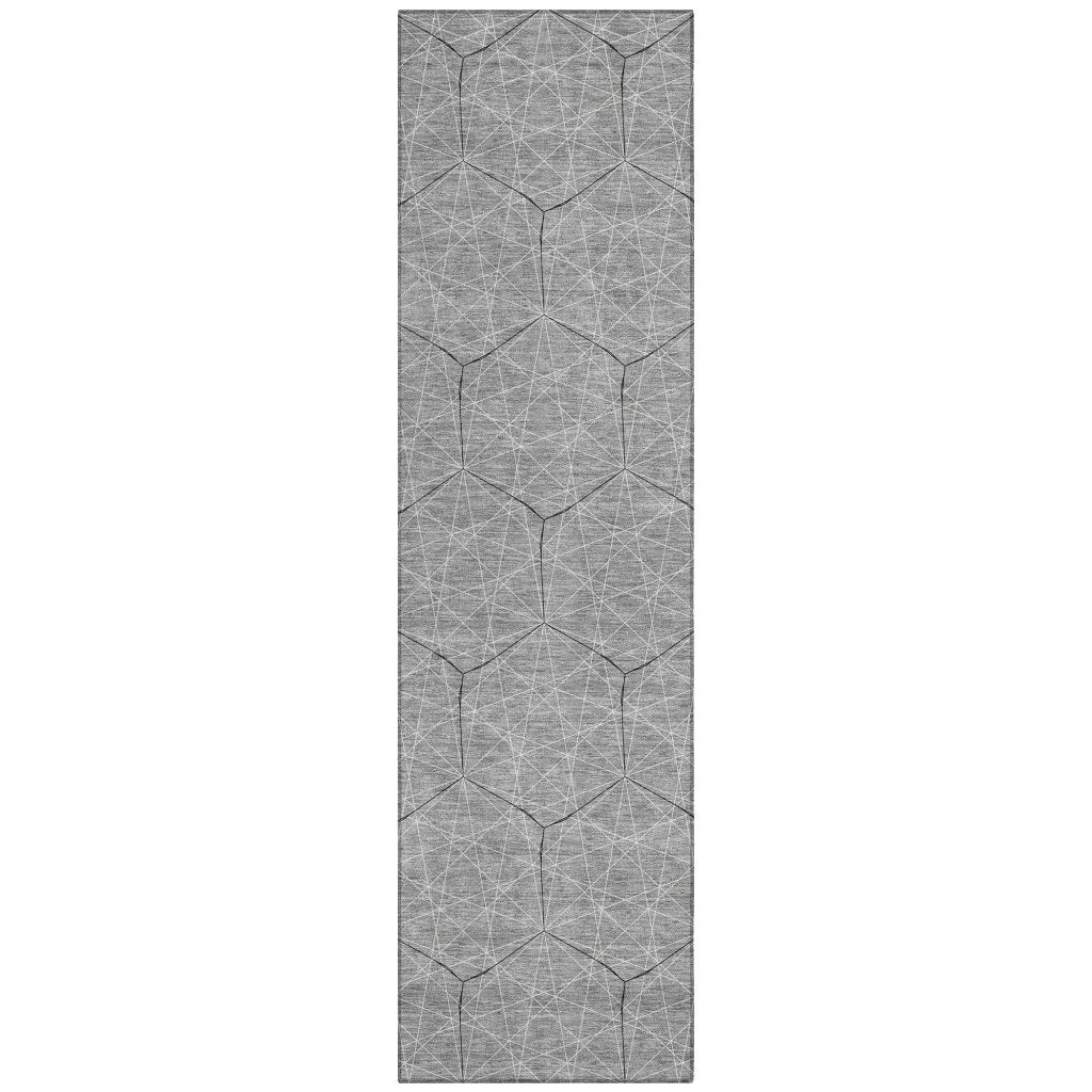 Alina Gray Washable Indoor-Outdoor Rug-Outdoor Rugs-LOOMLAN Rugs-2'3" x 7'6"-LOOMLAN