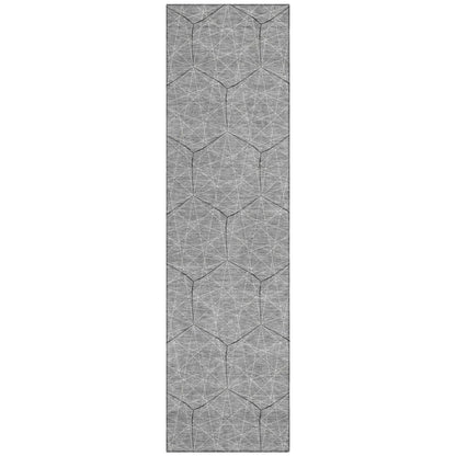 Alina Gray Washable Indoor-Outdoor Rug-Outdoor Rugs-LOOMLAN Rugs-2'3" x 7'6"-LOOMLAN