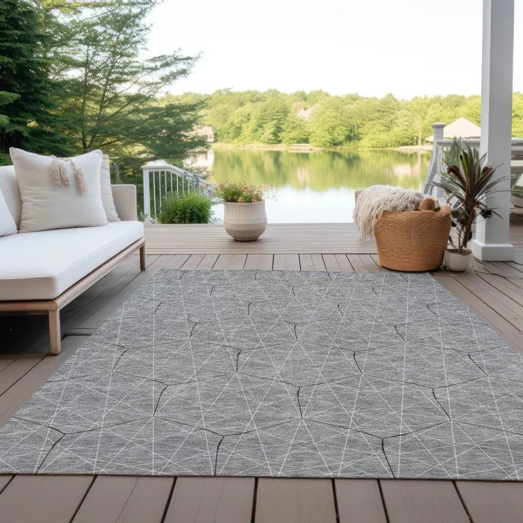 Alina Gray Washable Indoor-Outdoor Rug-Outdoor Rugs-LOOMLAN Rugs-LOOMLAN