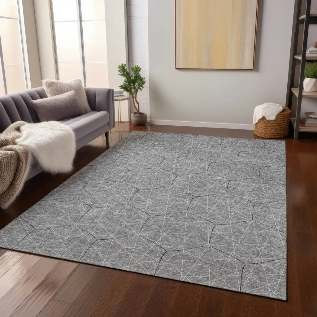 Alina Gray Washable Indoor-Outdoor Rug-Outdoor Rugs-LOOMLAN Rugs-LOOMLAN