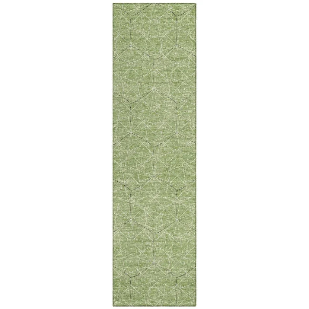 Alina Green Washable Indoor-Outdoor Rug-Outdoor Rugs-LOOMLAN Rugs-2'3" x 7'6"-LOOMLAN