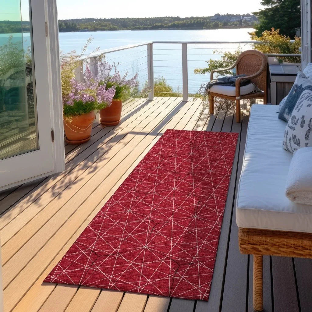 Alina Red Washable Indoor-Outdoor Rug-Outdoor Rugs-LOOMLAN Rugs-LOOMLAN