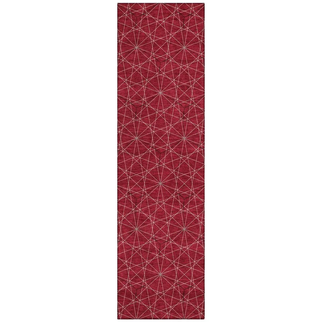 Alina Red Washable Indoor-Outdoor Rug-Outdoor Rugs-LOOMLAN Rugs-2'3" x 7'6"-LOOMLAN