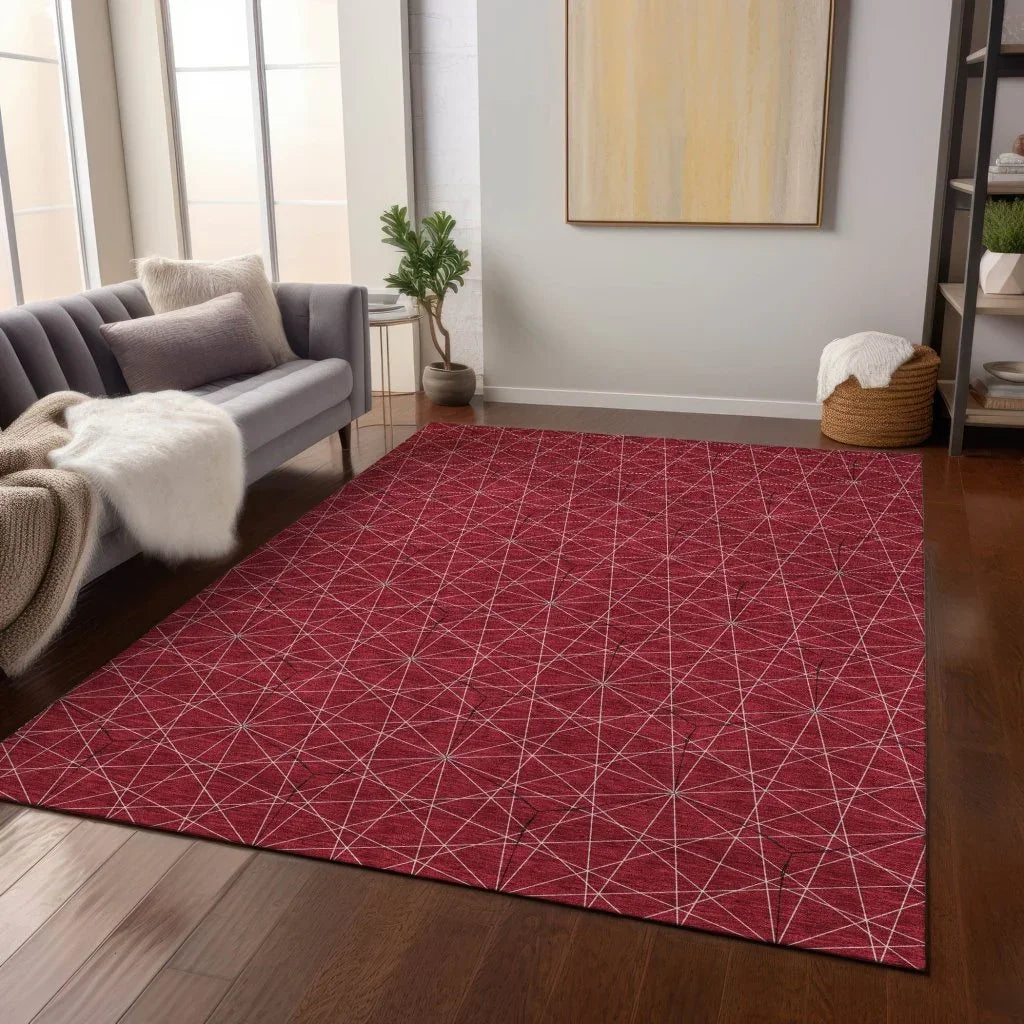 Alina Red Washable Indoor-Outdoor Rug-Outdoor Rugs-LOOMLAN Rugs-LOOMLAN